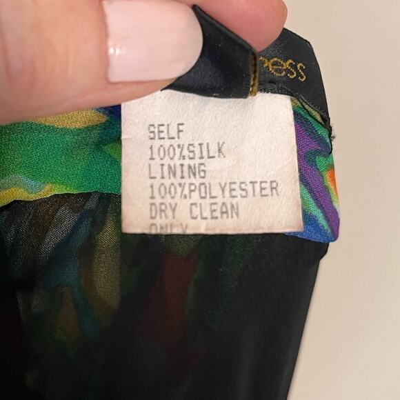 SINGLE DRESS One-Shoulder 100% Silk Mini in Vibrant Abstract Print Size Small - Picture 6 of 6